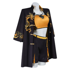 Naraka: Bladepoint Lannie Tenue Noire et Orange Cosplay Costume