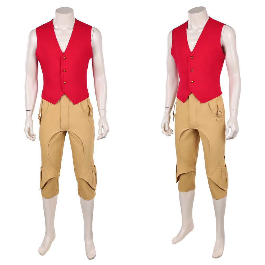 One Piece Live-action 2(2026) Monkey D. Luffy Tenue Rouge et Marron Cosplay Costume
