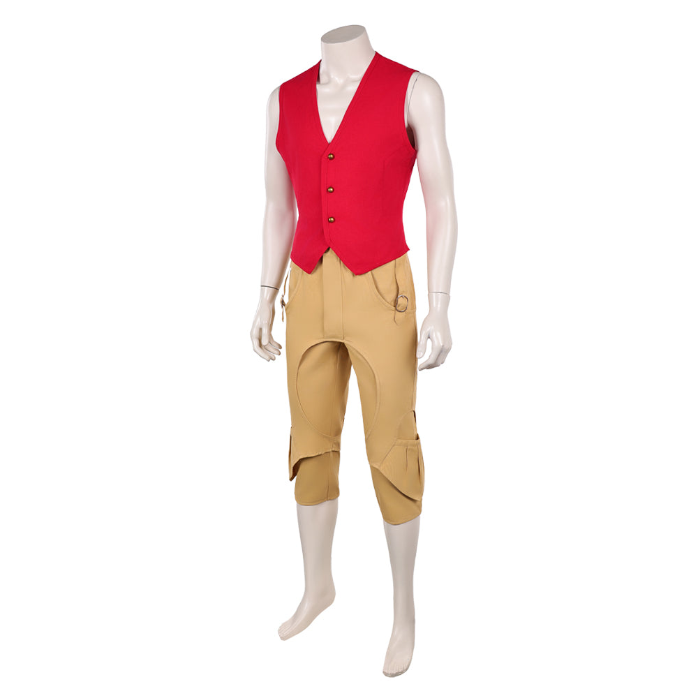 One Piece Live-action 2(2026) Monkey D. Luffy Tenue Rouge et Marron Cosplay Costume