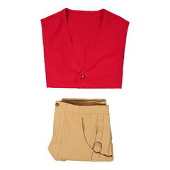 One Piece Live-action 2(2026) Monkey D. Luffy Tenue Rouge et Marron Cosplay Costume