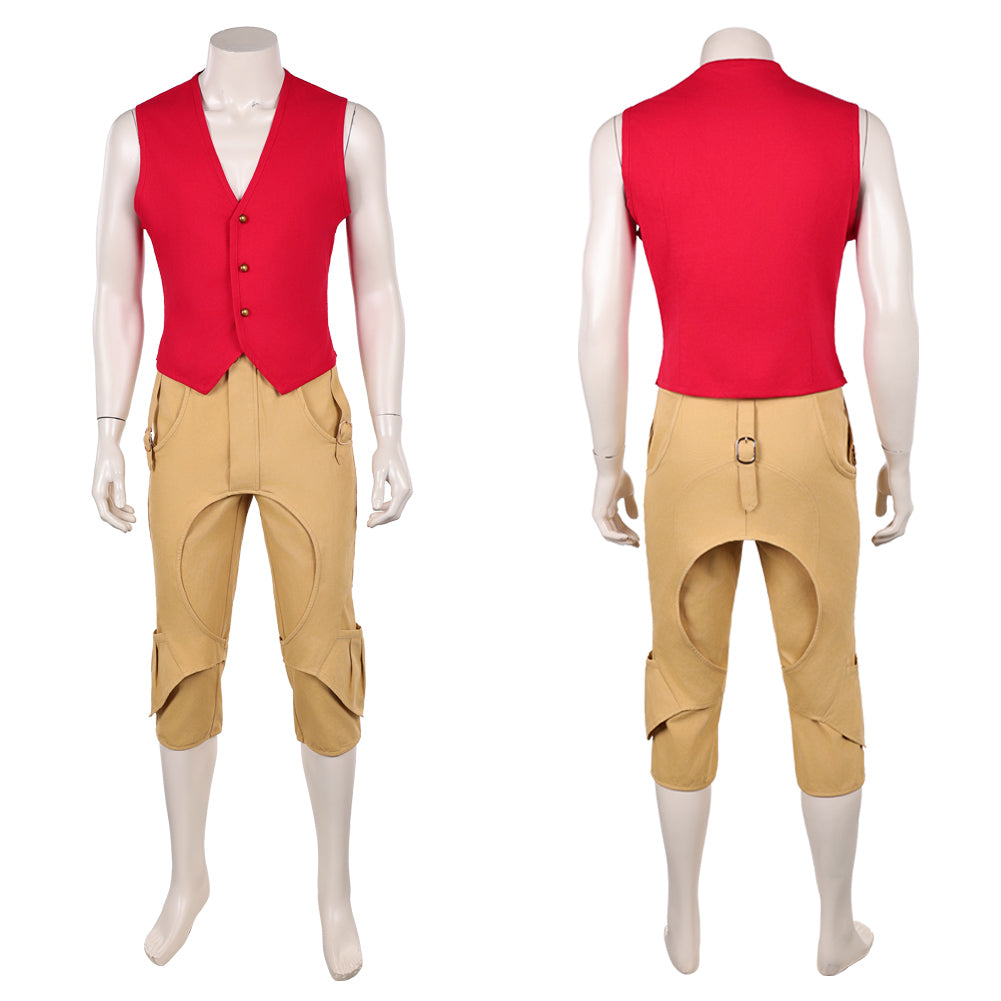 One Piece Live-action 2(2026) Monkey D. Luffy Tenue Rouge et Marron Cosplay Costume