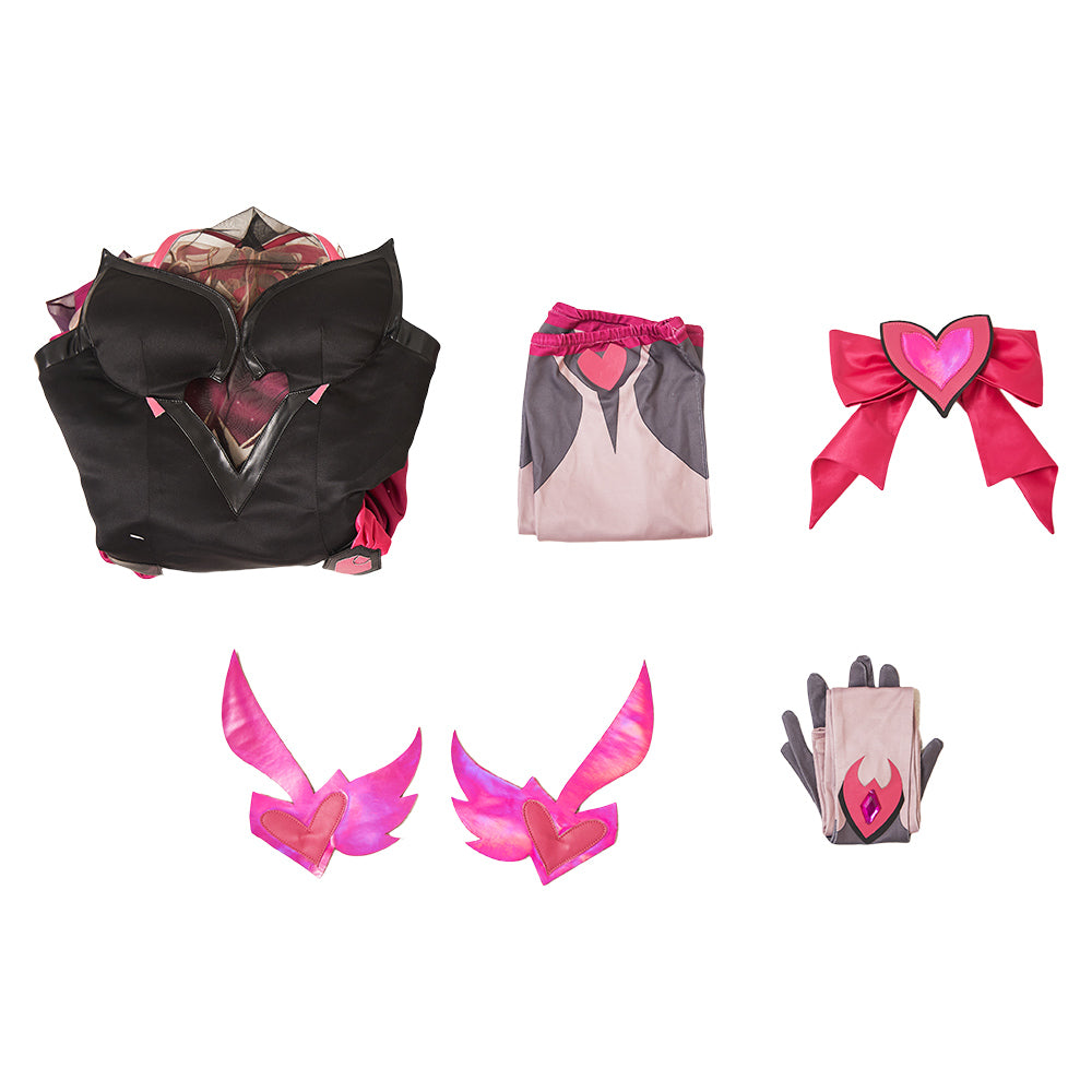 Overwatch D.VA Robe Rose et Noire Cosplay Costume