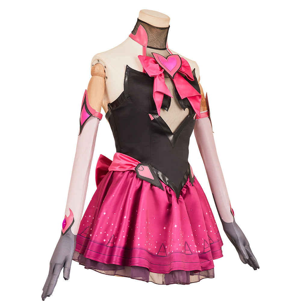 Overwatch D.VA Robe Rose et Noire Cosplay Costume