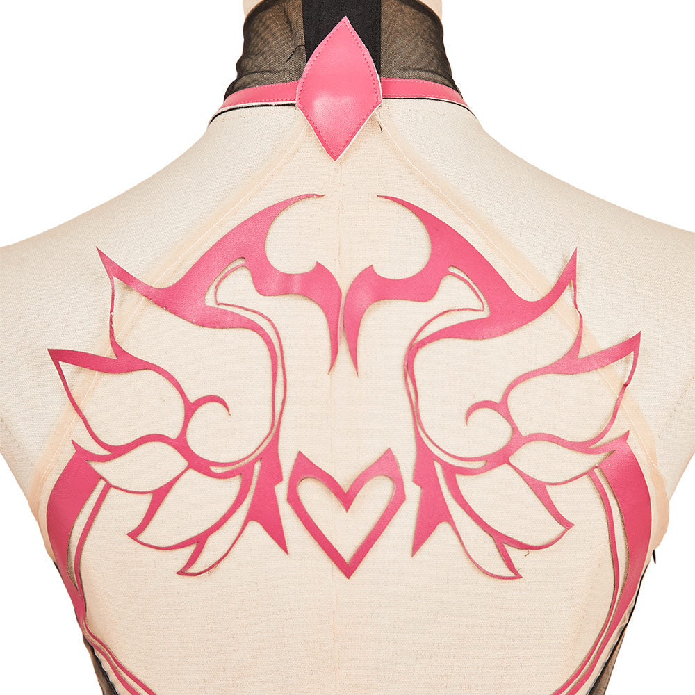 Overwatch D.VA Robe Rose et Noire Cosplay Costume