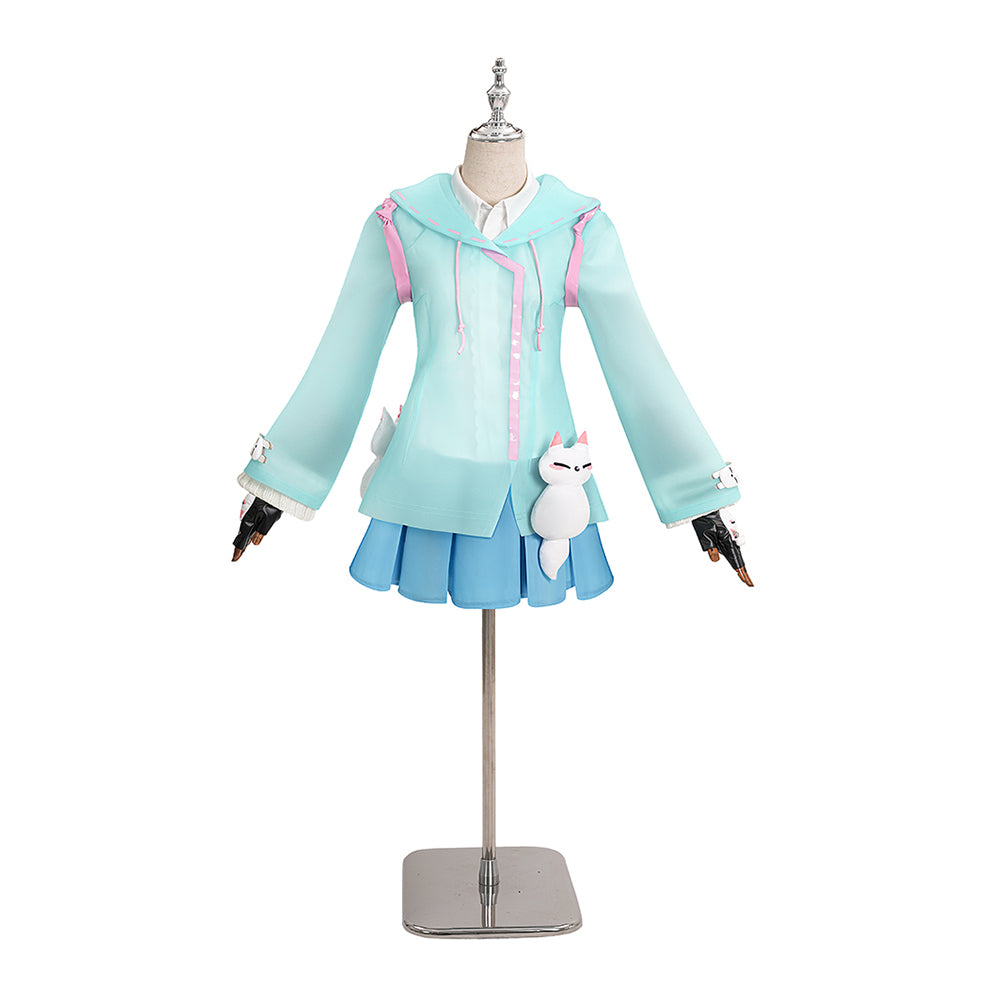 Overwatch Kiriko Tenue Bleue Cosplay Costume