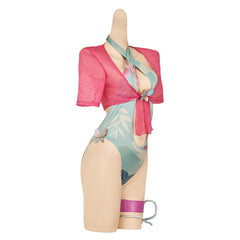 Psylocke Maillot de Bain Une Pièce Vert+Couvre-up Rose Cosplay Costume