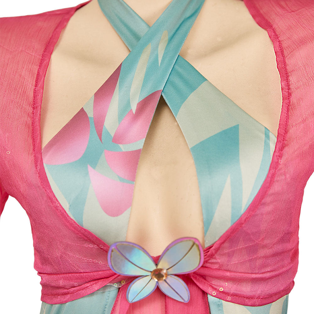 Psylocke Maillot de Bain Une Pièce Vert+Couvre-up Rose Cosplay Costume