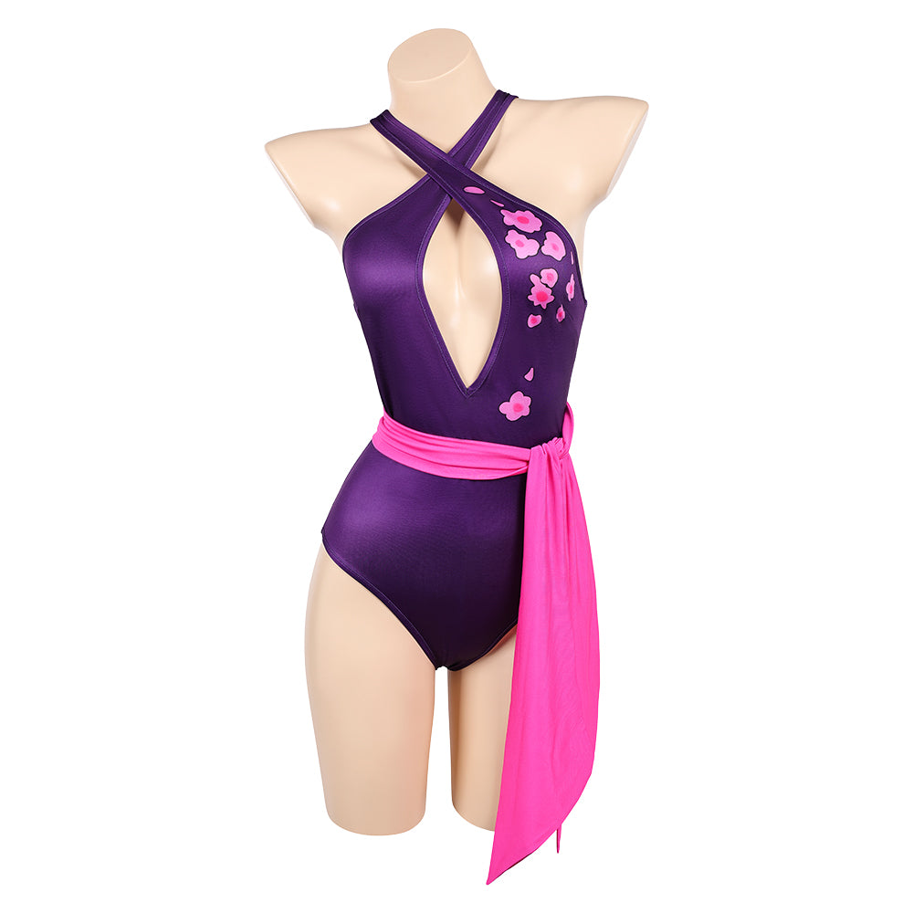 Psylocke Maillot de Bain Violet Vif Une Pièce Cosplay Costume