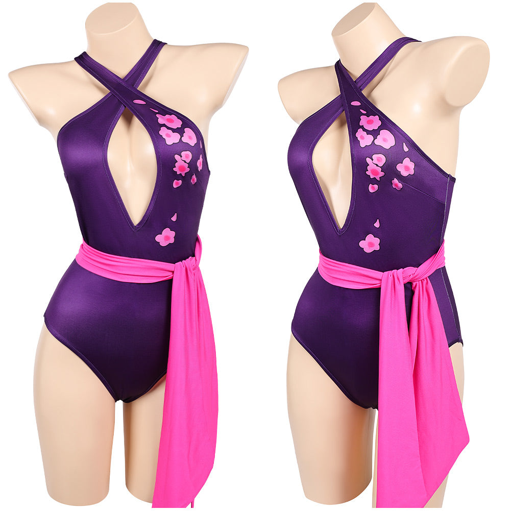 Psylocke Maillot de Bain Violet Vif Une Pièce Cosplay Costume