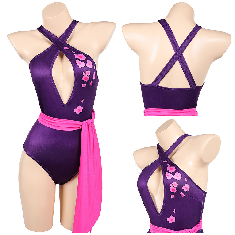 Psylocke Maillot de Bain Violet Vif Une Pièce Cosplay Costume