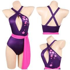 Psylocke Maillot de Bain Violet Vif Une Pièce Cosplay Costume