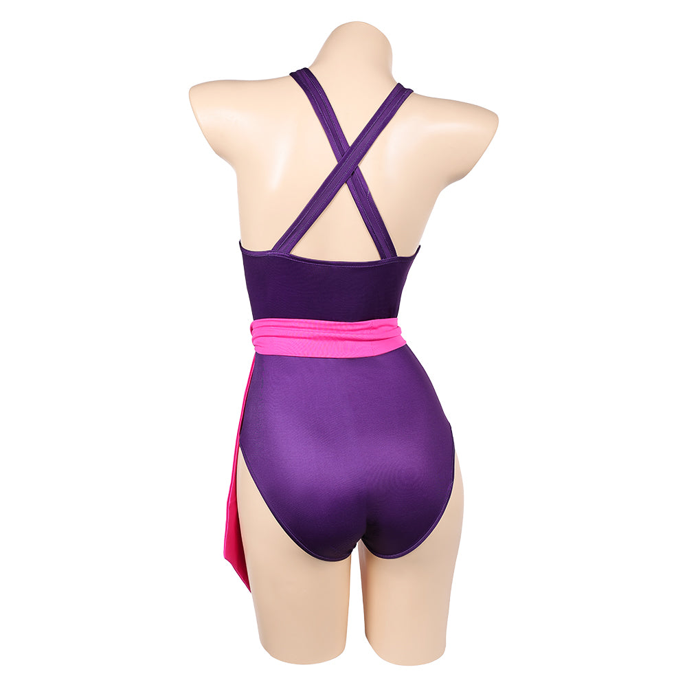 Psylocke Maillot de Bain Violet Vif Une Pièce Cosplay Costume