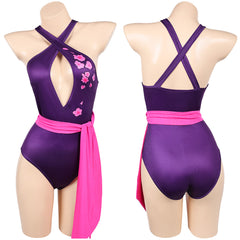 Psylocke Maillot de Bain Violet Vif Une Pièce Cosplay Costume
