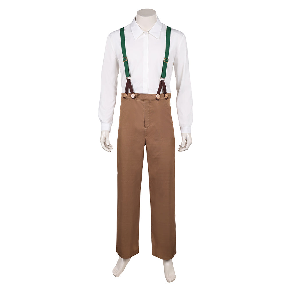 Quand Souffle Le Vent Jim Bloggs Chemise Blanche+Salopette Marron Cosplay Costume