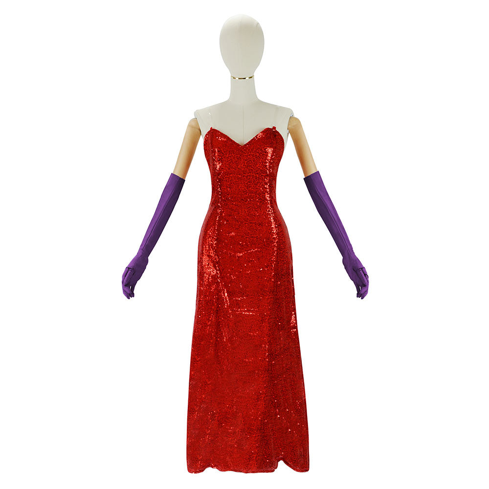 Qui Veut la Peau de Roger Rabbit(1988) Jessica Robe Rouge Cosplay Costume