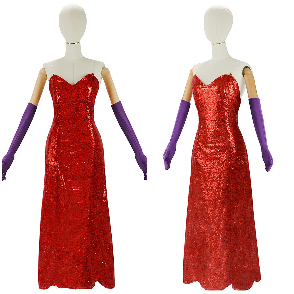 Qui Veut la Peau de Roger Rabbit(1988) Jessica Robe Rouge Cosplay Costume