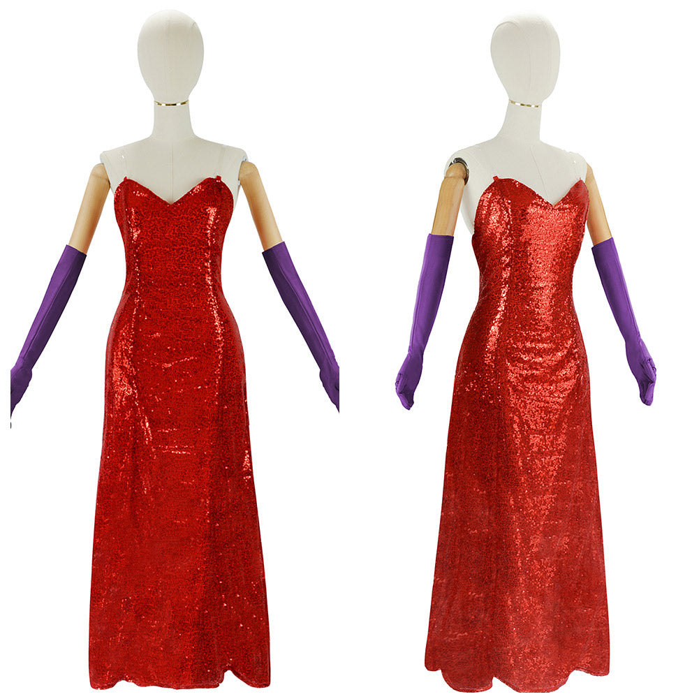 Qui Veut la Peau de Roger Rabbit(1988) Jessica Robe Rouge Cosplay Costume
