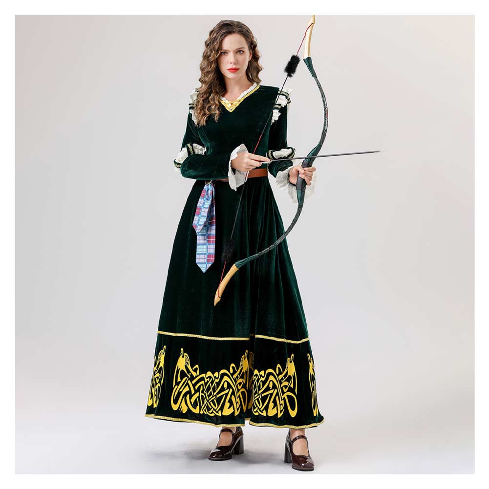 Rebelle Princesse Merida Robe Verte Cosplay Costume