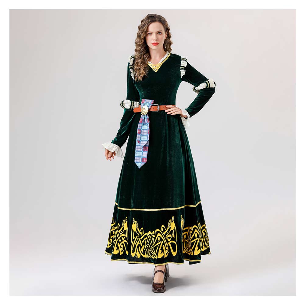 Rebelle Princesse Merida Robe Verte Cosplay Costume