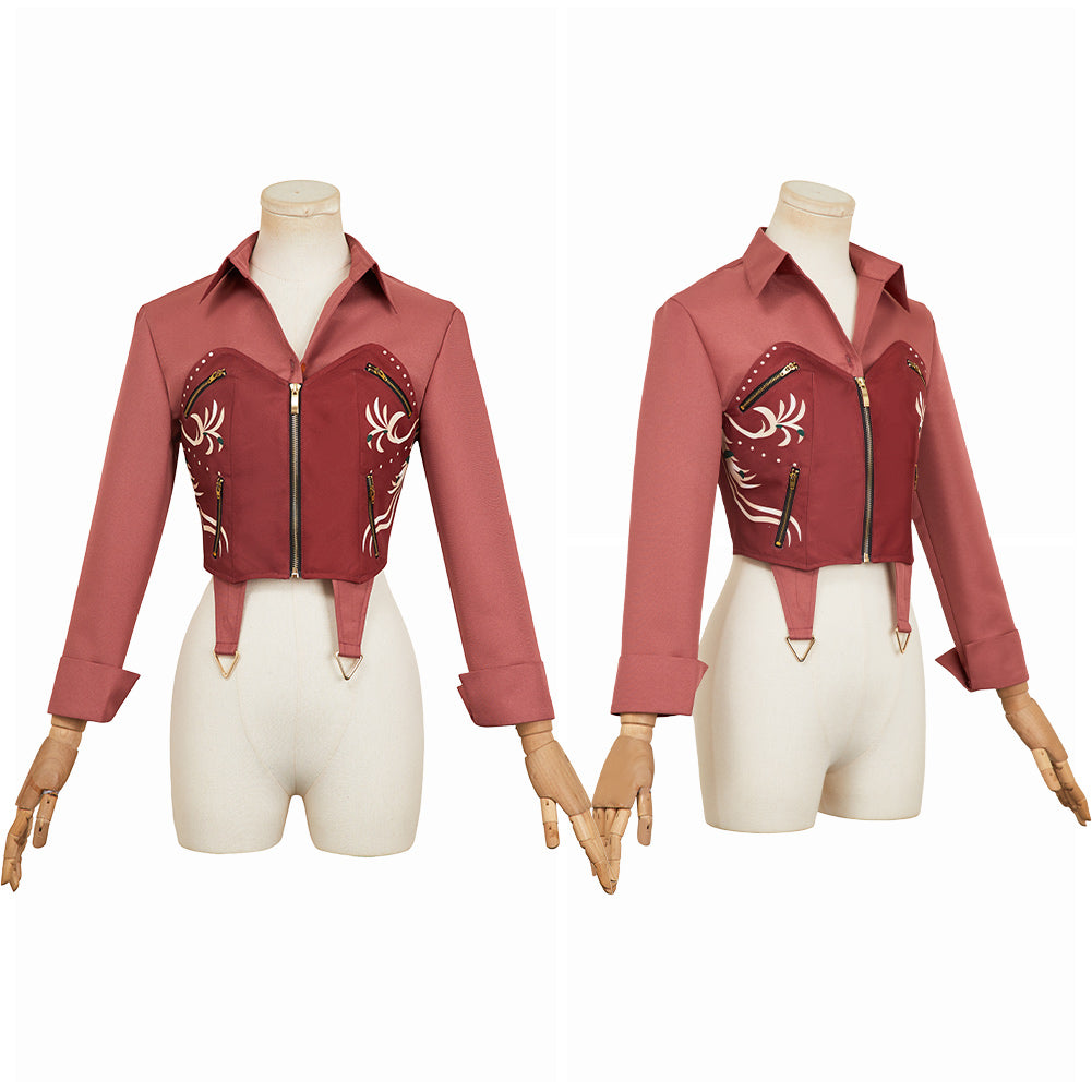 Resident Evil 30e Anniversaire Claire Redfield Chemise et Gilet Rouges Cosplay Costume