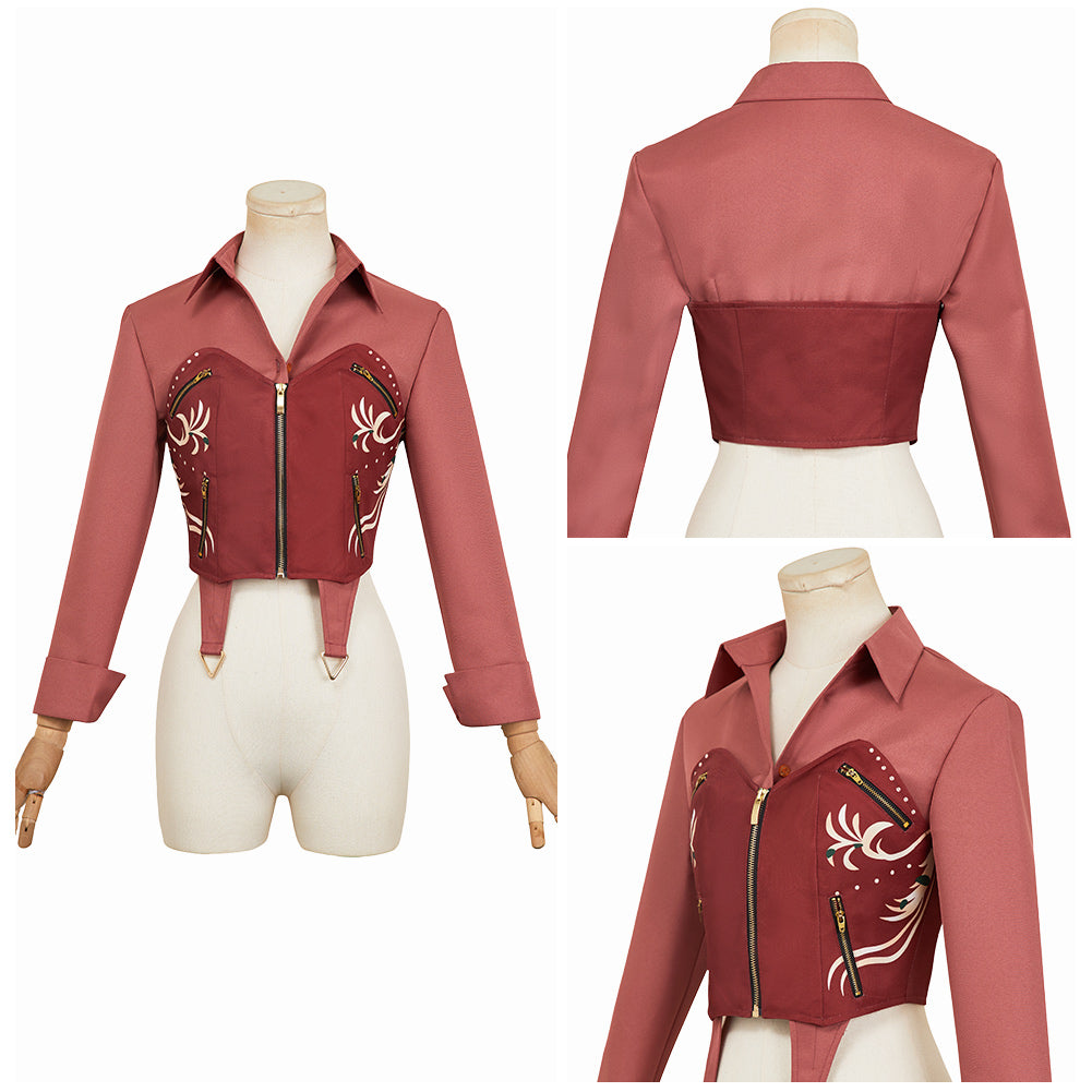 Resident Evil 30e Anniversaire Claire Redfield Chemise et Gilet Rouges Cosplay Costume