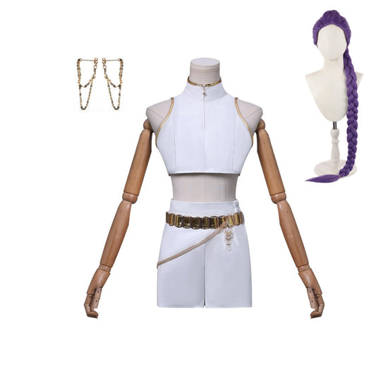 KPop Demon Hunters(2025) Huntrix Rumi What It Sounds Like Tenue Blanche Cosplay Costume
