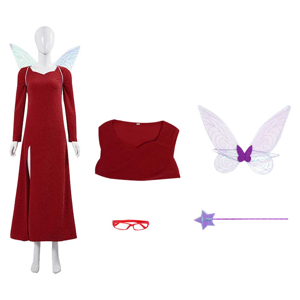 Shrek Marraine la Bonne Fée Robe Rouge Cosplay Costume