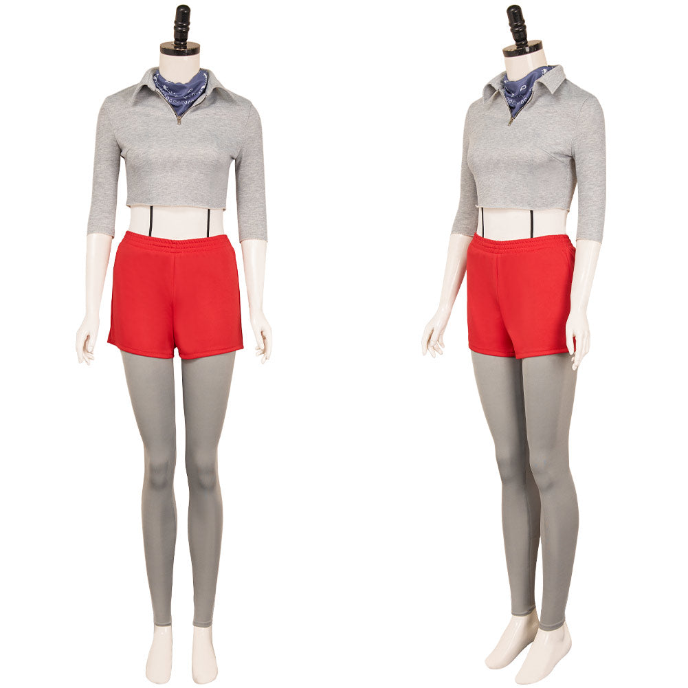 Stranger Things Saison 4(2025) Eleven Tenue Grise et Rouge Cosplay Costume