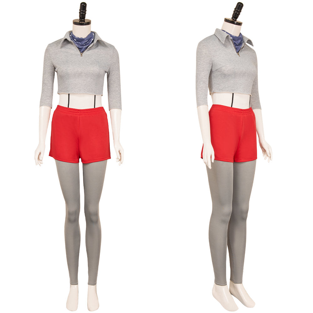 Stranger Things Saison 4(2025) Eleven Tenue Grise et Rouge Cosplay Costume