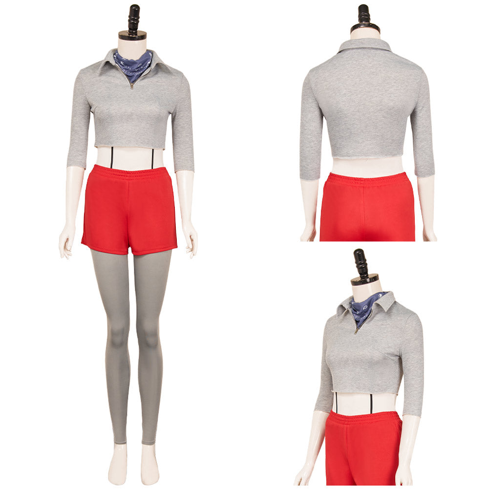 Stranger Things Saison 4(2025) Eleven Tenue Grise et Rouge Cosplay Costume