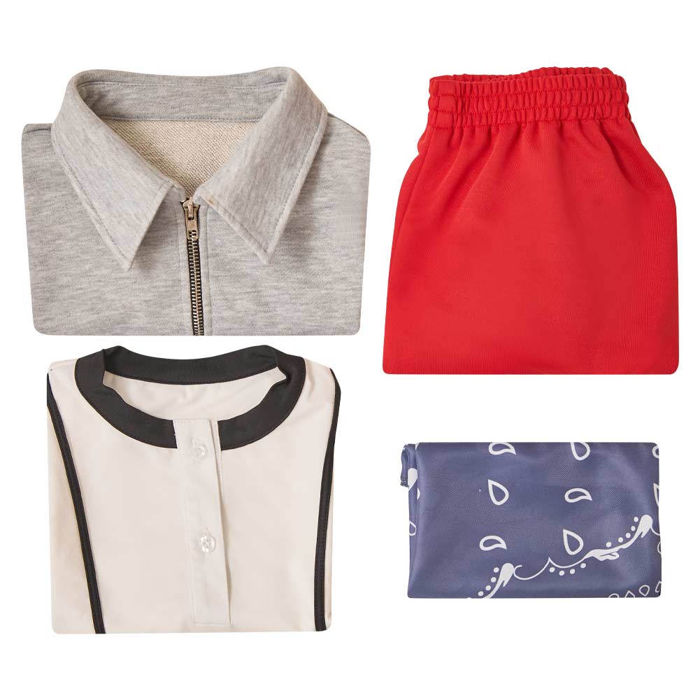 Stranger Things Saison 4(2025) Eleven Tenue Grise et Rouge Cosplay Costume