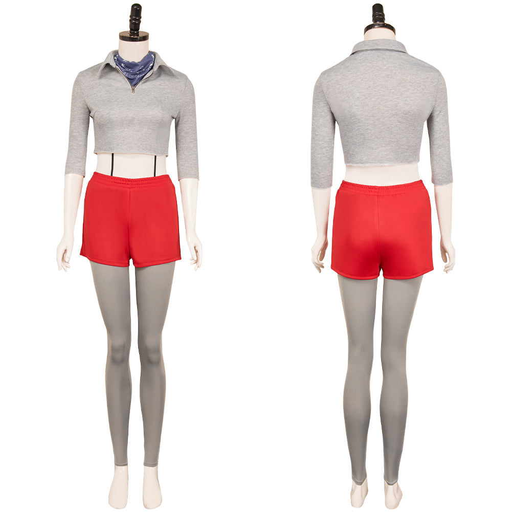 Stranger Things Saison 4(2025) Eleven Tenue Grise et Rouge Cosplay Costume