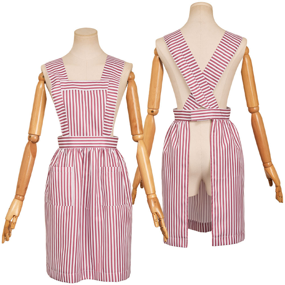 Stranger Things Saison 4(2025) Nancy Tablier Rose à Rayures Cosplay Costume