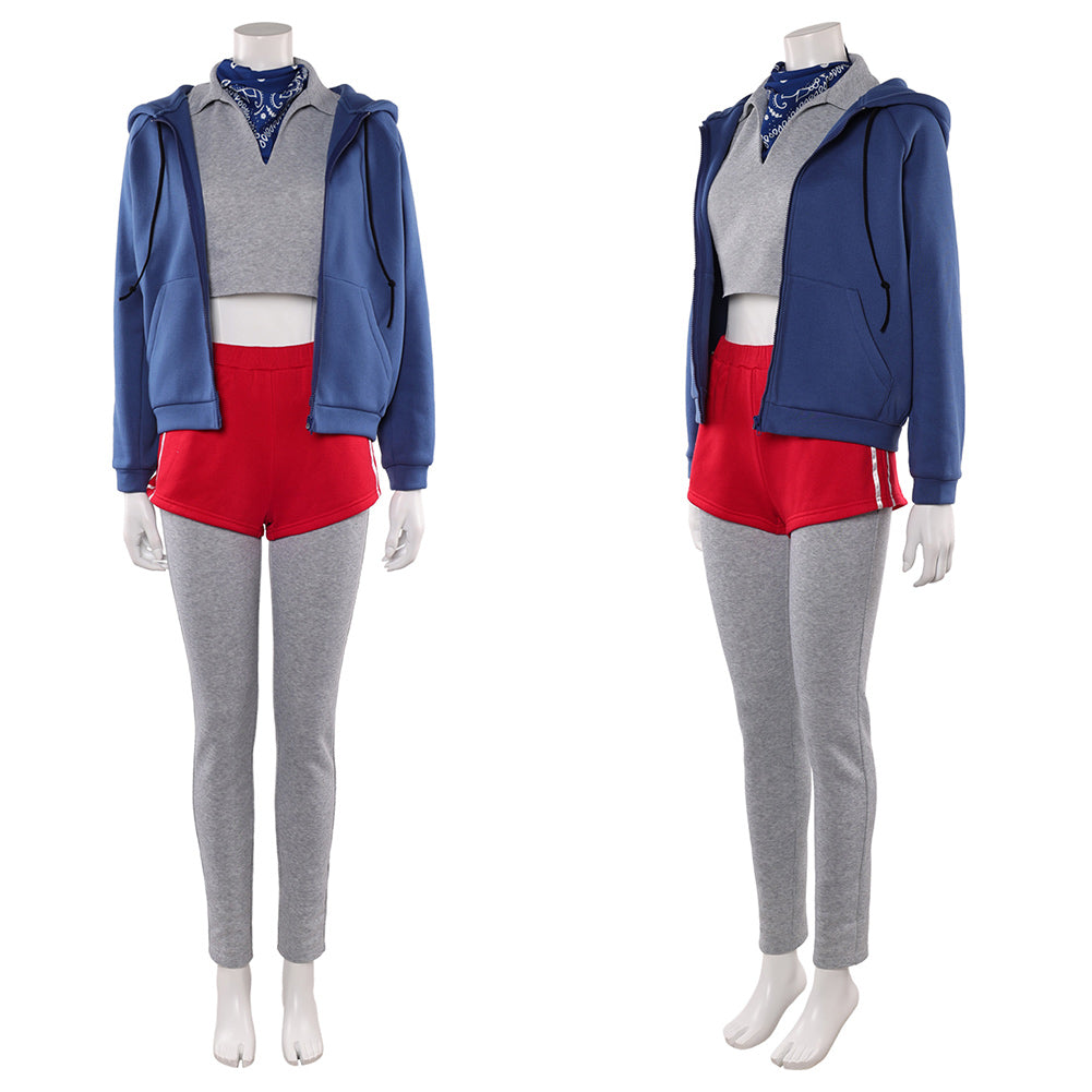 Stranger Things Saison 5(2025) Elven Tenue Grise avec Veste Bleue Cosplay Costume