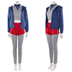 Stranger Things Saison 5(2025) Elven Tenue Grise avec Veste Bleue Cosplay Costume