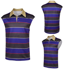 Stranger Things Saison 5(2025) Mike Wheeler Gilet Rayé Violet et Noir Cosplay Costume