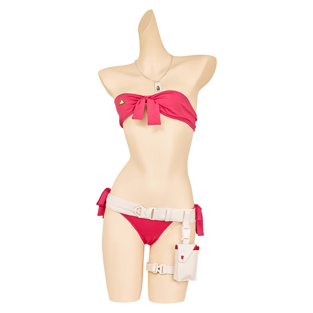 Street Fighter 6 Cammy White Maillot de Bain Bikini Rose et Blanc Cosplay Costume