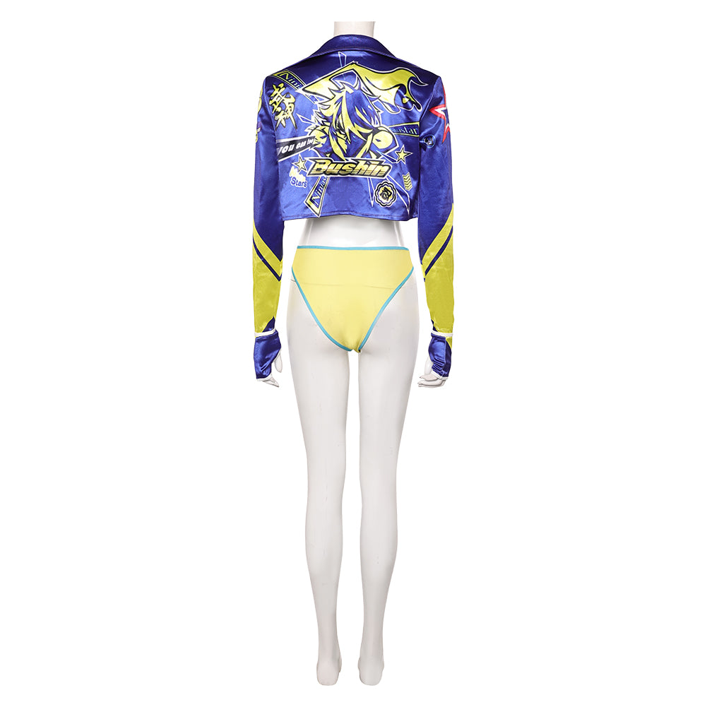 Street Fighter 6 Kimberly Maillot de Bain Bikini Jaune et Bleue Cosplay Costume