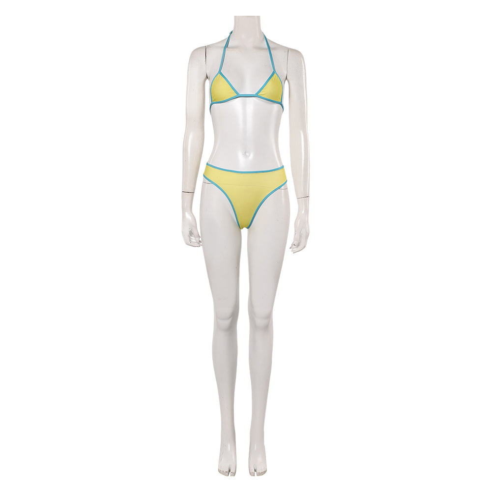 Street Fighter 6 Kimberly Maillot de Bain Bikini Jaune et Bleue Cosplay Costume