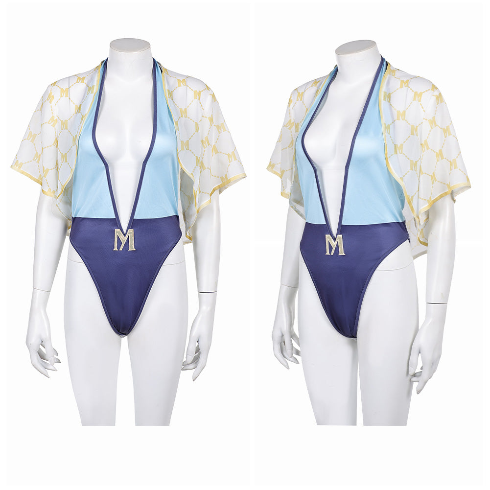 Street Fighter 6 Manon Maillot de Bain Une Pièce+Couvre-up Cosplay Costume