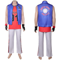 Street Fighter 6 Terry Bogard Tenue Bleue et Rouge Cosplay Costume