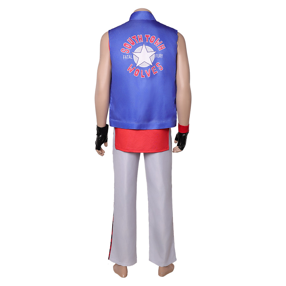 Street Fighter 6 Terry Bogard Tenue Bleue et Rouge Cosplay Costume