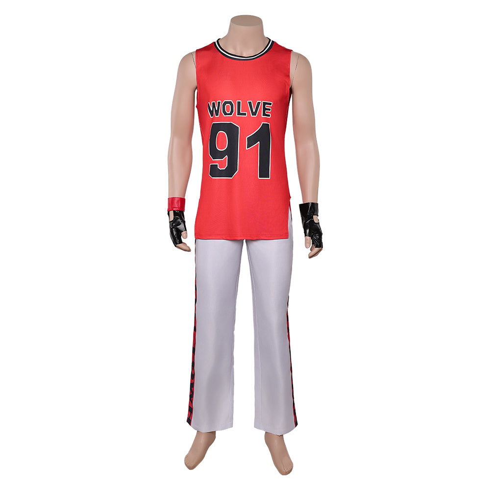 Street Fighter 6 Terry Bogard Tenue Bleue et Rouge Cosplay Costume