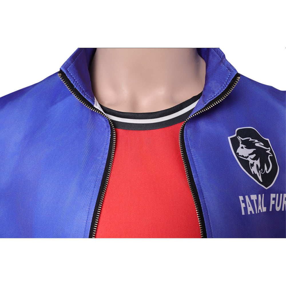 Street Fighter 6 Terry Bogard Tenue Bleue et Rouge Cosplay Costume