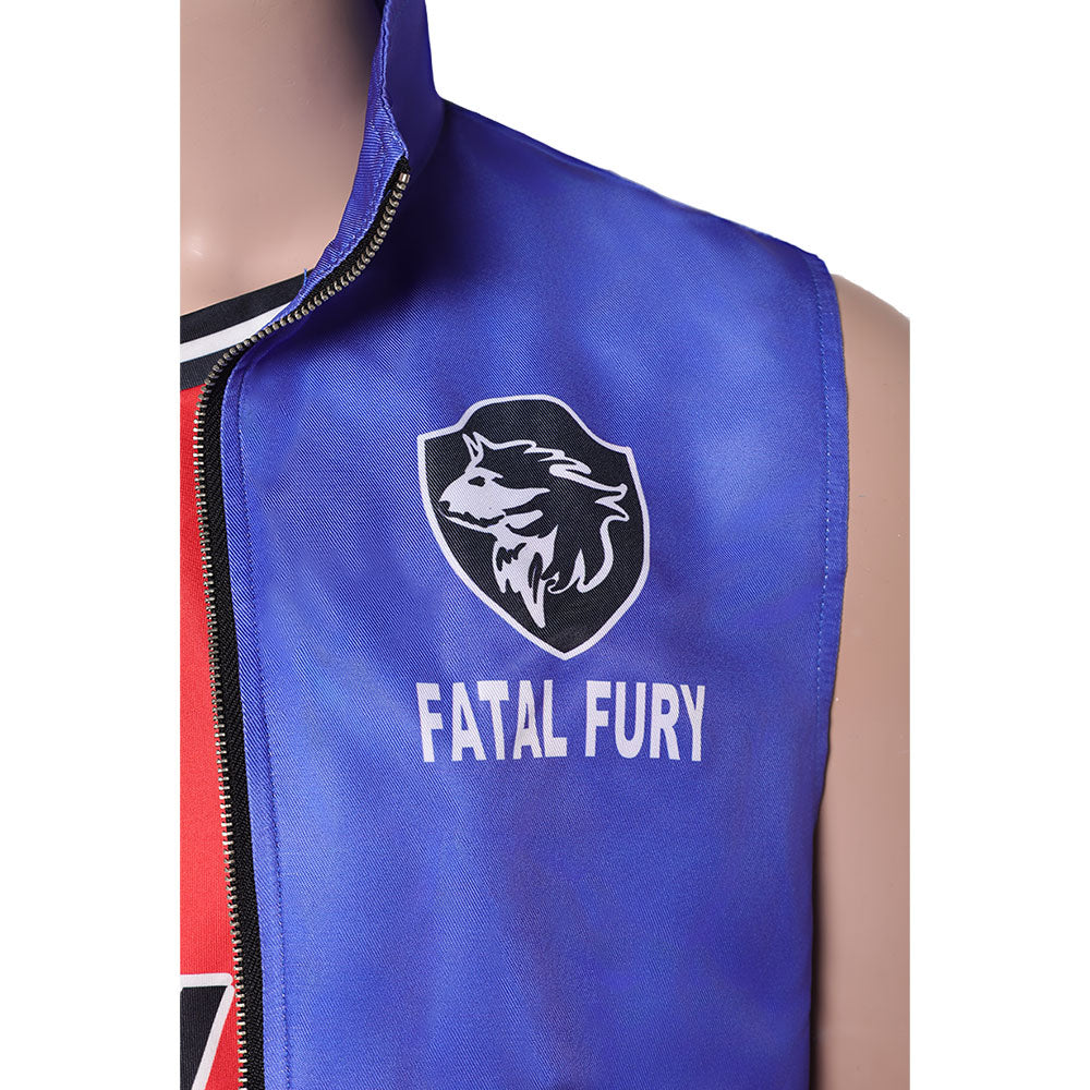 Street Fighter 6 Terry Bogard Tenue Bleue et Rouge Cosplay Costume