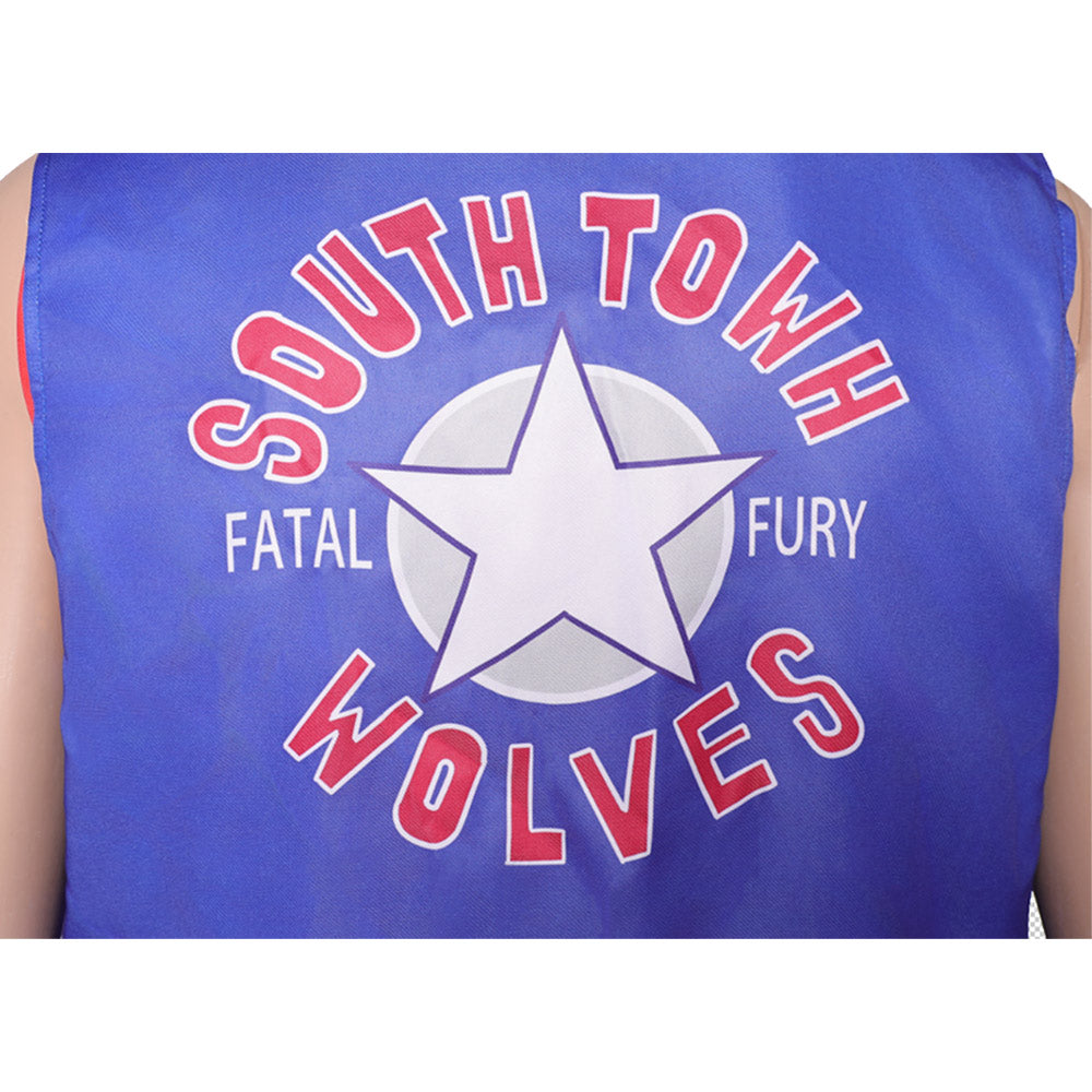 Street Fighter 6 Terry Bogard Tenue Bleue et Rouge Cosplay Costume