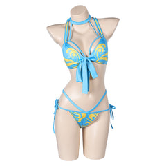 Street Fighter Chun Li Maillot de Bain Bikini Bleu Clair Cosplay Costume