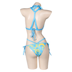 Street Fighter Chun Li Maillot de Bain Bikini Bleu Clair Cosplay Costume