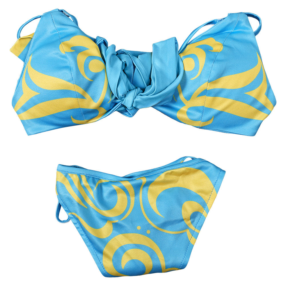 Street Fighter Chun Li Maillot de Bain Bikini Bleu Clair Cosplay Costume