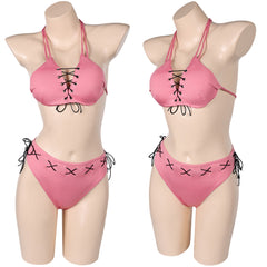 Street Fighter Lucia Morgan Maillot de Bain Bikini Rose Cosplay Costume
